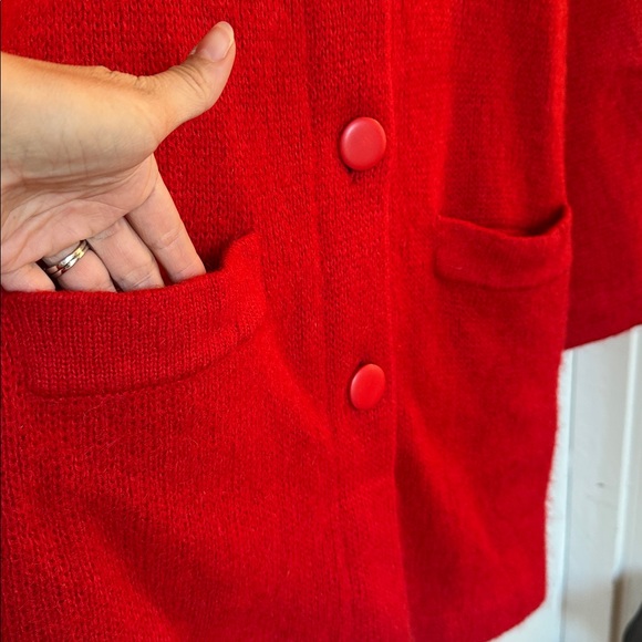 Vintage IB Diffusion Sweater cardigan wool mohair red button embroidered xs - Picture 4 of 6